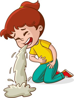 Yerde otururken kusan küçük kızın canlandırması.