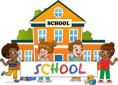 Komik Okul Çocuğu Eğitim Kavramının vektör çizimi