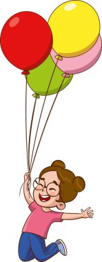 Balonlarla oynayan çocukların vektör çizimi