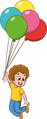 Balonlarla oynayan çocukların vektör çizimi