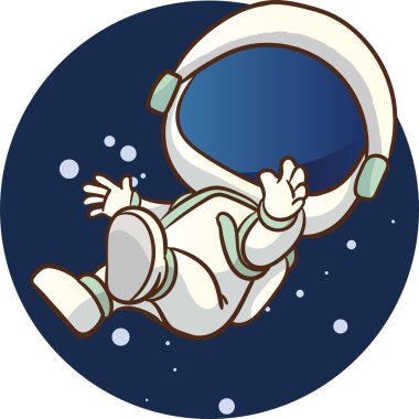 Çocuk astronotun vektör çizimi uzayda mutlu hissediyor