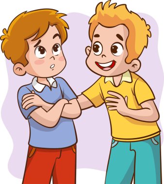 Depresyonda olan arkadaşını rahatlatmaya çalışan bir çocuk.