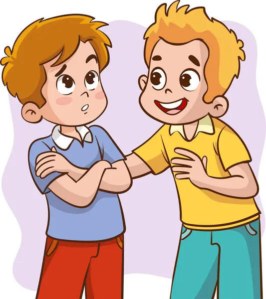 Depresyonda olan arkadaşını rahatlatmaya çalışan bir çocuk.