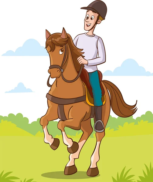 Vector Illustration Equestrian Sport Training Horseback Ride Person Riding Horses — Stock Vector