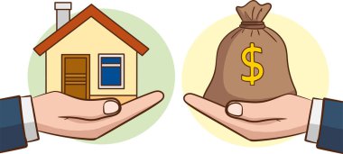 Vektör illüstrasyonlu simge tasarımı emlak kavramı