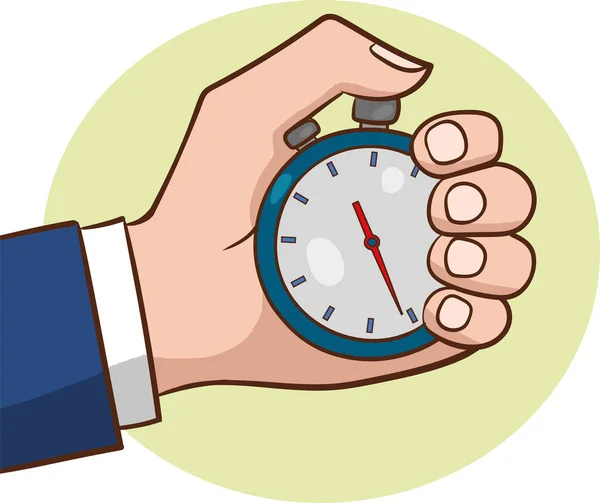 Male Hand Holding Stopwatch Time Management Concept Time Control Planning — Stock Vector