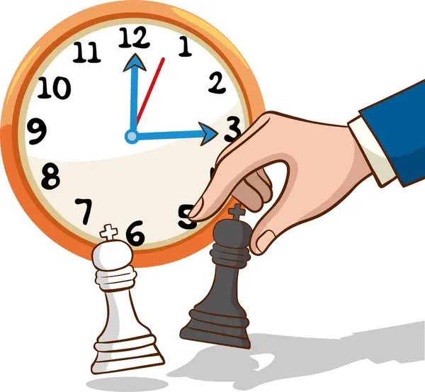 Handschaakfiguur Business Strategy Concept Design Vector Illustratie — Stockvector