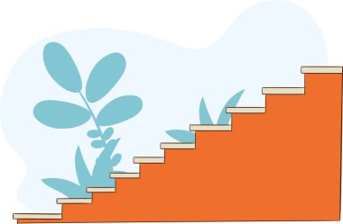 Çizgi film tarzında merdivenler. Korkuluksuz mermer basamaklı izole vektör merdiven