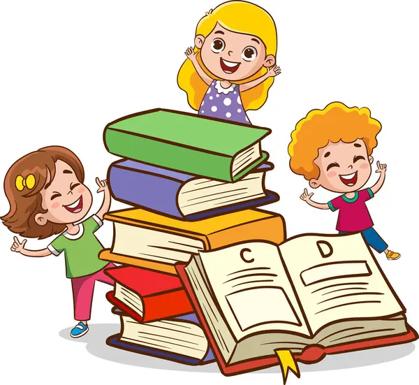Vektor Illustration Modern Bok För Barn Utbildning Happy Cute Cartoon Stockvektor