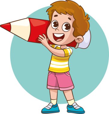 Başarılı ve çalışkan çocukların vektör illüstrasyonu.Çocuk eğitimi modern kitaplarının vektör illüstrasyonu