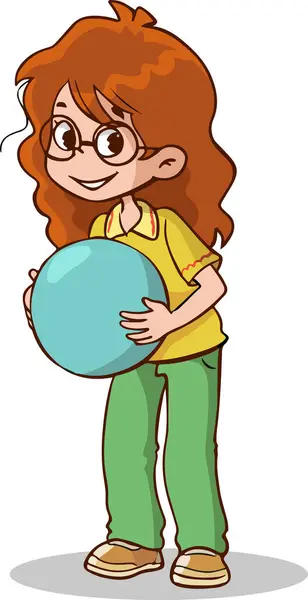 Süßes Mädchen Mit Ball Garten Cartoon Vektor Süßes Mädchen Mit lizenzfreie Stockvektoren