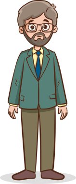 Takım elbiseli sakallı erkek karakter.