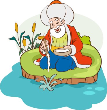 Nasreddin Hoca illüstrasyon karikatür karakter tasarımı