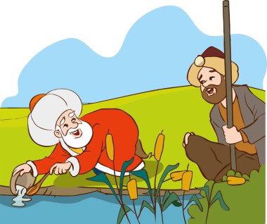 Nasreddin Hoca illüstrasyon karikatür karakter tasarımı
