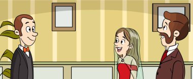 Salondaki beyefendiler. Eski tarz iç mekan, zarif giyimli insanlar, retro giysili aristokratlar, bıyıklı muhafazakar insanlar, 19. yüzyıl erkek karakterleri, çizgi film düz vektör kavramı.