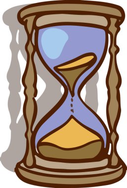 Kum saati beyaz arka planda izole edilmiş. İçinde zamanı ölçmek için kum bulunan eski bir kum saati. Vektör illüstrasyonu