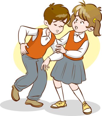 Genç bir kız ve erkek çocuğu.