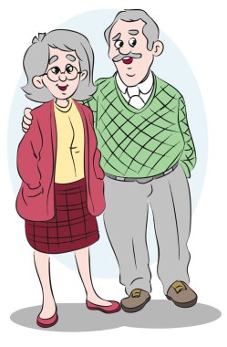 Aşık yaşlı bir çift. vektör illüstrasyonu