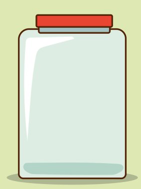 Boş etiket simgesiyle plastik kavanoz, çizgi film biçimi