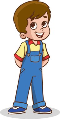 Üniformalı çocuk gülümsüyor, vektör çizimi