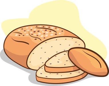 Ekmek ve Dilimlenmiş Ekmek Ekmeğinin Vektör İllüstrasyonu