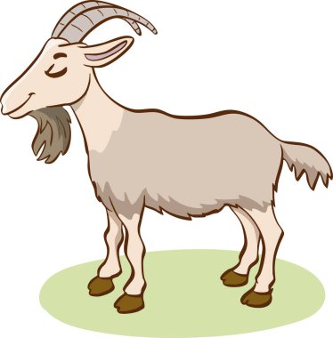 Beyaz arkaplanda keçi çizgi film karakterinin vektör illüstrasyonu