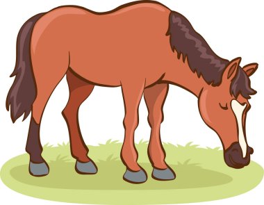 Tatlı bir at karakterinin çizgi film çizimi