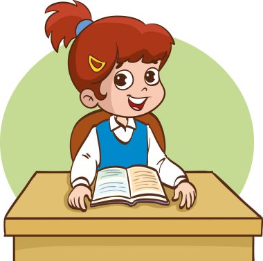 çizgi filmci çocuk kitap okuyor.