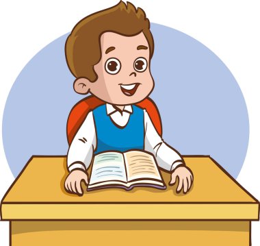 çizgi filmci çocuk kitap okuyor.