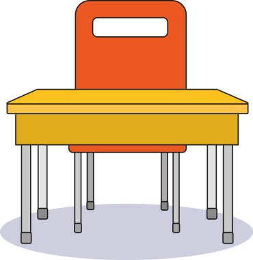 Bir okul masası sandalyesi ve bir masanın vektör çizimi.