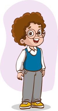 Beyaz bir arka planda duran küçük şirin çocukların vektör çizimi.