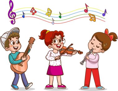 Müzik illüstrasyonu oynayan çocuklar