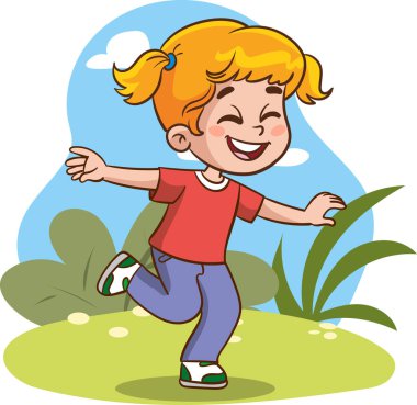 Mutlu bir çocuk, neşeli bir çocuk dans ediyor, farklı pozlarda zıplıyor, günlük kıyafetler giyiyor..