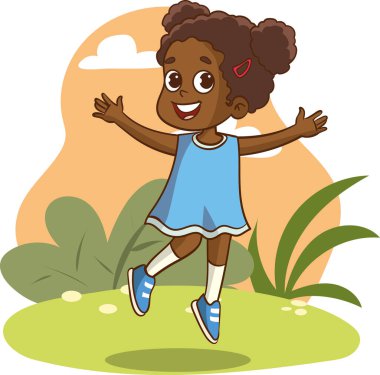 Mutlu bir çocuk, neşeli bir çocuk dans ediyor, farklı pozlarda zıplıyor, günlük kıyafetler giyiyor..