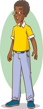 ayakta duran genç adam. Düz vektör çizimi beyaz arkaplanda izole edildi