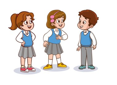 Küçük şirin bir öğrenci grubunun vektör çizimi