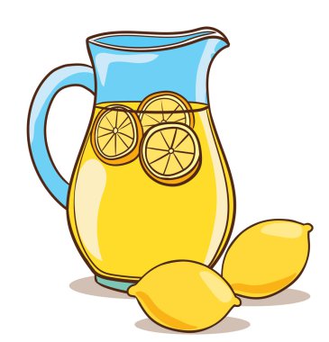 Beyaz arka planda buzlu ve limonlu limonata içiyorum.