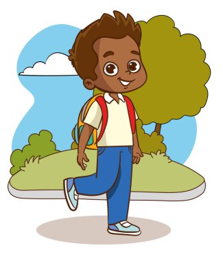 Sırt çantası ve kitaplar ile çocuk öğrenci