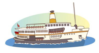 Denizdeki geminin vektör görüntüsü