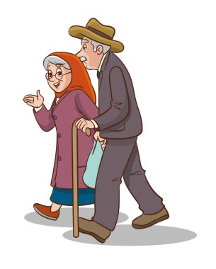 Bavullu yaşlı çift.