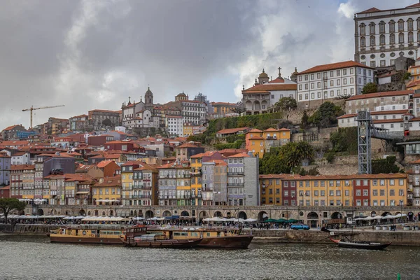 Vista Panoramica Della Città Vecchia Ribeira Porto Con Case Colorate — Foto Stock
