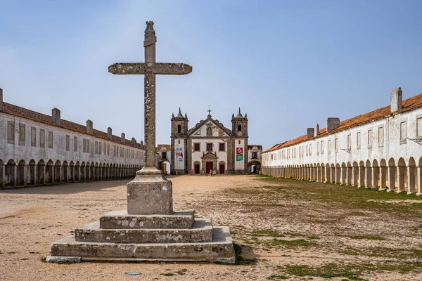 Sesimbra Portugal Fevereiro 2023 Cruz Pedra Corte Igreja Nossa Senhora — Fotografia de Stock