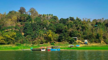 Boat trip on the Mekong River. Landscape of the Mekong River.