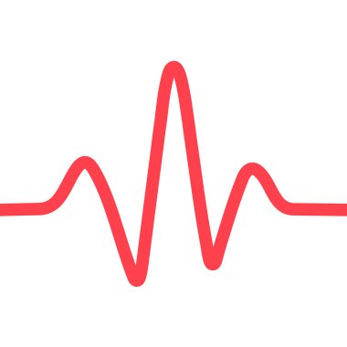 Kırmızı renk çizgisi, kalp atış hızı ikonu, vektör illüstrasyonu. Beyaz Arkaplanda Kırmızı Kalp Hızı Dalga Biçimi.