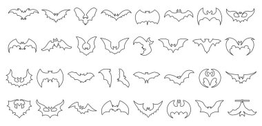 Yarasa karalama çizgisi sanat vektör kümesi koleksiyonu