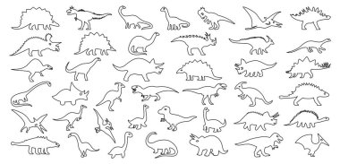 Dinazorlar çizgisi sanat simgeleri tasarım vektörü çizimi.