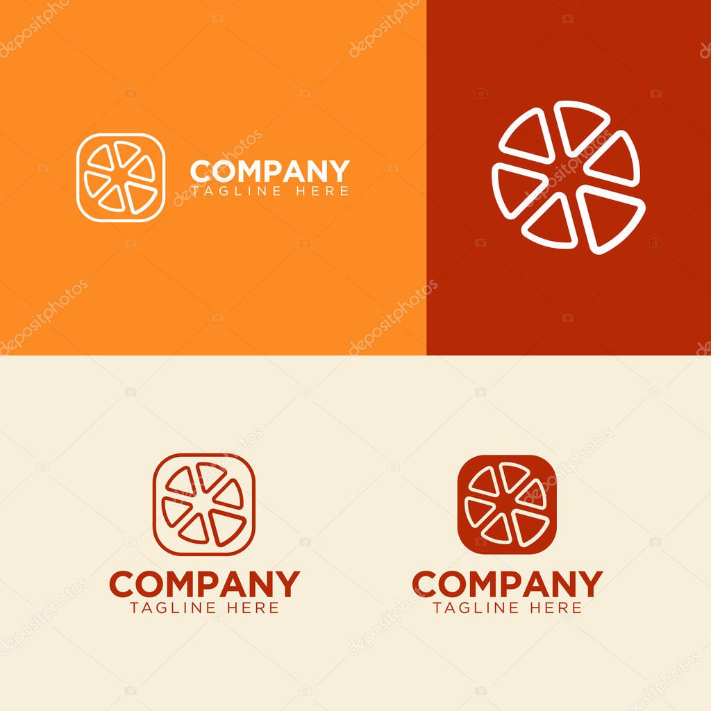 Simple line art pizza logo design