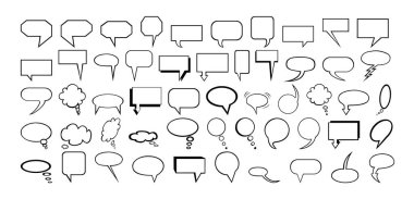 Boş konuşma bulutlarından oluşan büyük bir koleksiyon çizgi roman ya da web için ikon vektör şekillerini sohbet eder. Metin ekle, düzenlemesi kolay, herhangi bir boyutta.