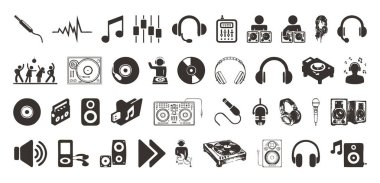 DJ müzik simgeleri vektör illüstrasyon tasarımı.