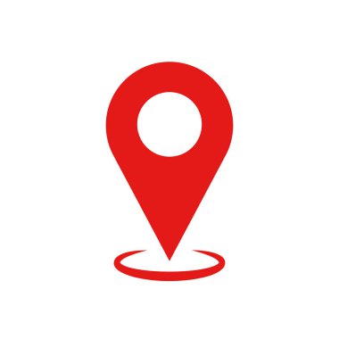 Beyaz arkaplanda konum pin ikonu vektör çizimi.
